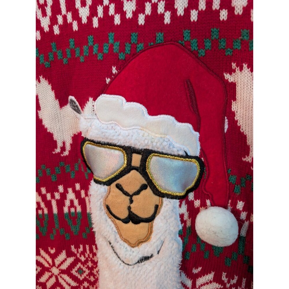 33 Degrees Llama Mutli-color Ugly Christmas Sweater Men's Size Medium Sunglasses - Picture 3 of 8